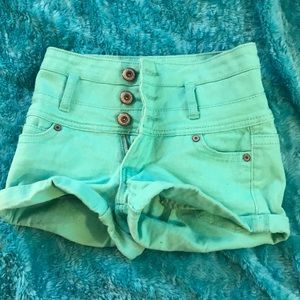 Turquoise high waisted shorts